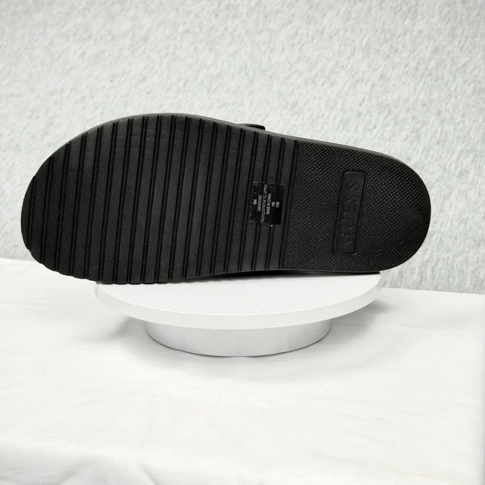 Guess‎ GMVerone Mens Slide Sandals Black Double Buckle Logo Strap Size 9 M